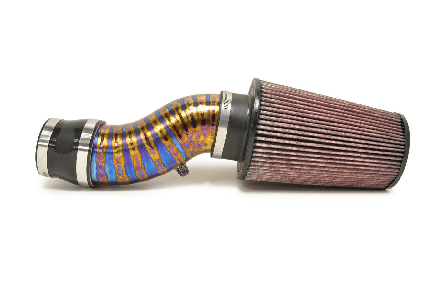 STM 3.5" Titanium SD Intake Burned Blue (No MAF) for Evo 8/9 with -10AN Bung