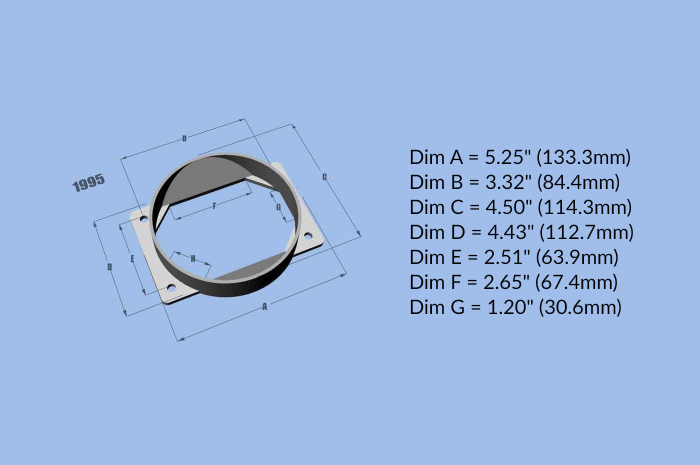 Vibrant Mass Air Flow Sensor Adapter for Mitsubishi (1995)