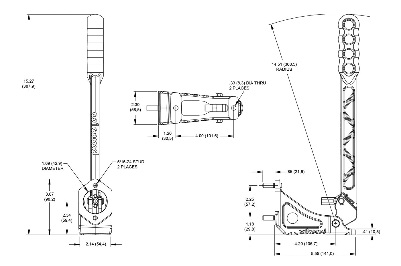 Wilwood Hand Brake Lever Assembly (Vertical) (340-14769)