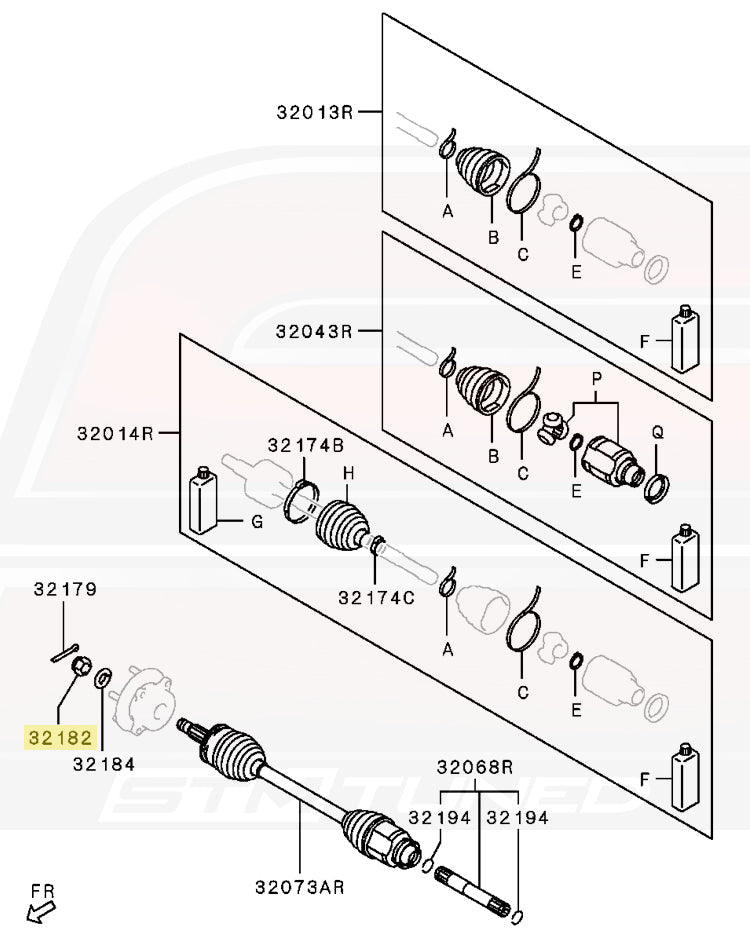 Mitsubishi OEM Front Axle Nut Castle Style for 2008-2010 Evo X (3885A009)