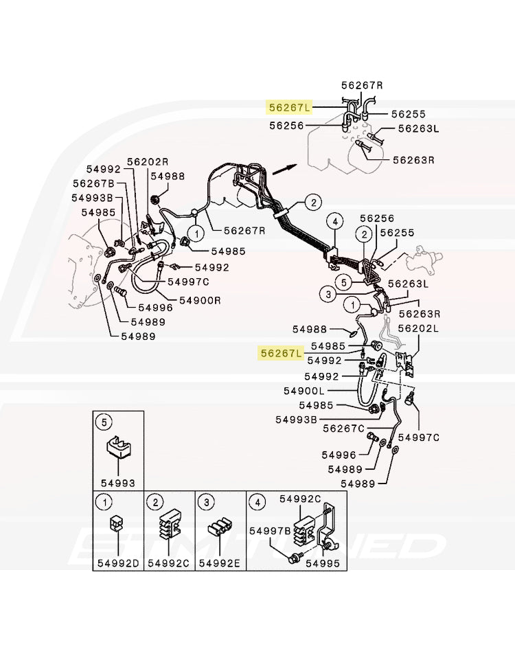 Mitsubishi OEM Brake Hard Line for Evo X (4650A315)