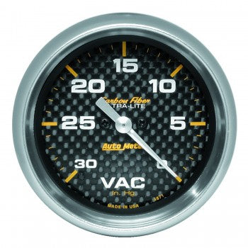 Vacuum: 0-30 inHg - Carbon Fiber Stepper Motor Gauge (2 5/8")