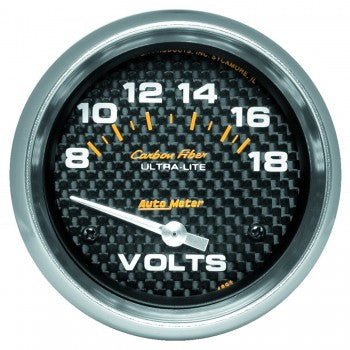 Voltmeter: 8-18V - Carbon Fiber Air-Core Gauge (2 5/8")