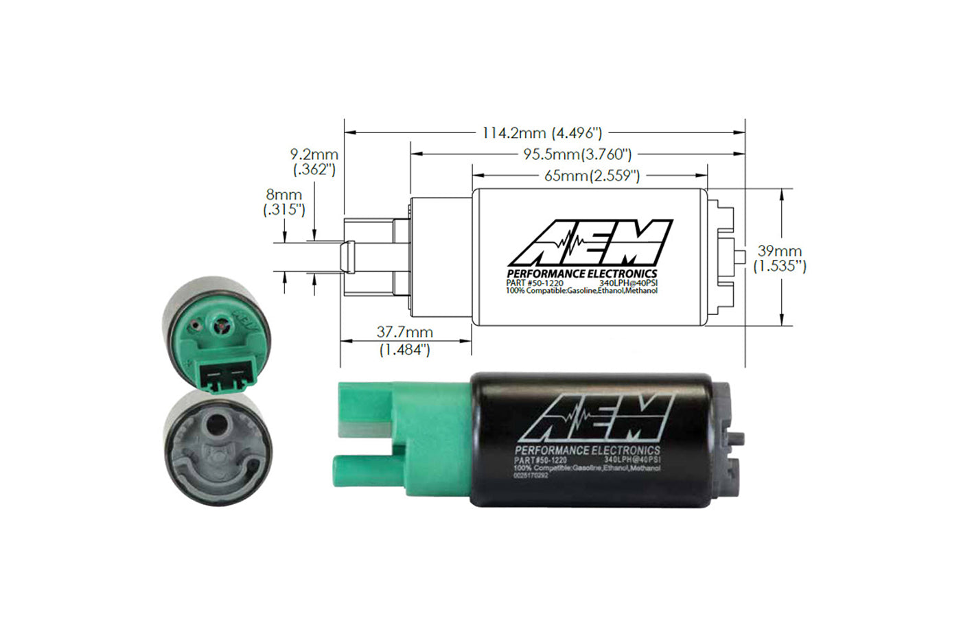 AEM 340lph E85 Fuel Pump for Evo X BRZ 15+WRX (50-1220)