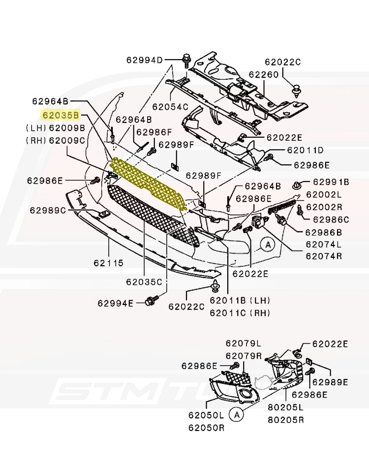 Mitsubishi OEM Front Bumper Upper Mesh for Evo X (6402A109)