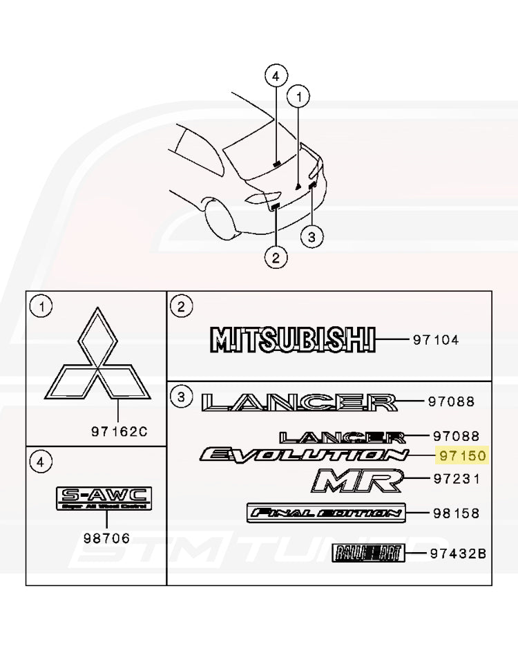 Mitsubishi OEM Evolution Badge for Evo X (7415A214)