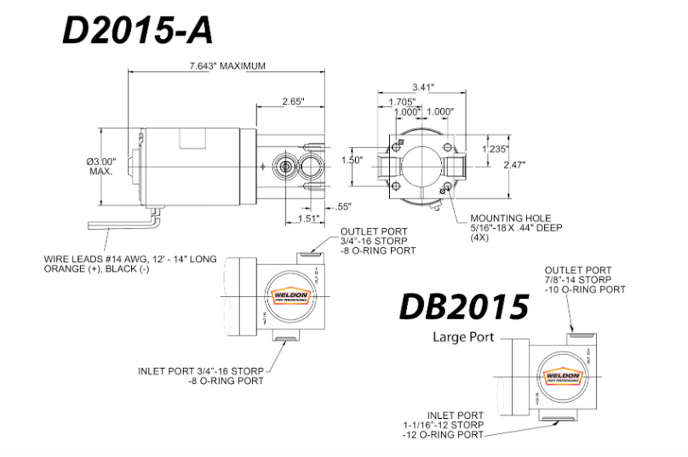 Weldon 1400 HP Fuel Pump All Fuel Types (D2015-A)