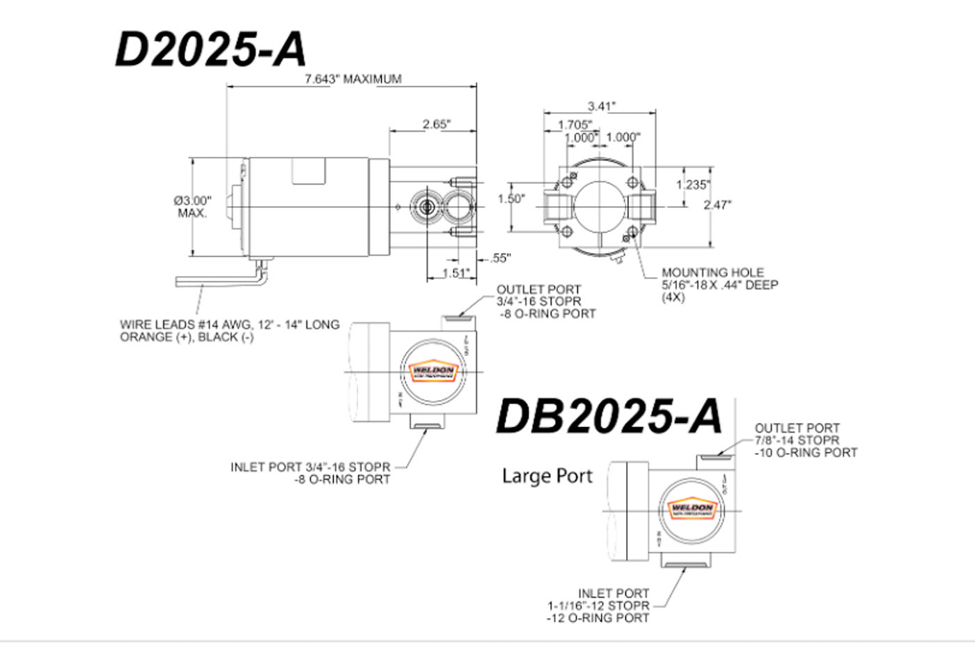 Weldon 1400 HP Fuel Pump All Fuel Types (D2025-A)