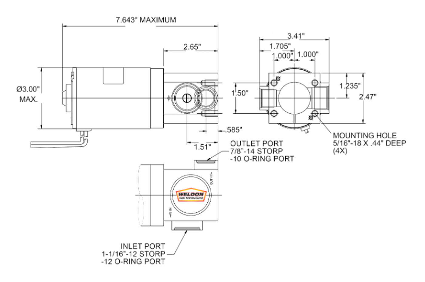 Weldon Electric Racing Fuel Pump 12AN / 10AN (D2035-A)