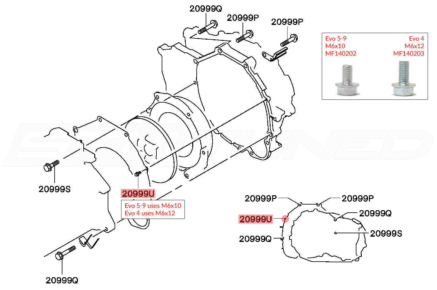 Mitsubishi OEM Bolt for Evo 5-9 Trans to Engine Evo X Oil Pan & Main Seal (MF140202)