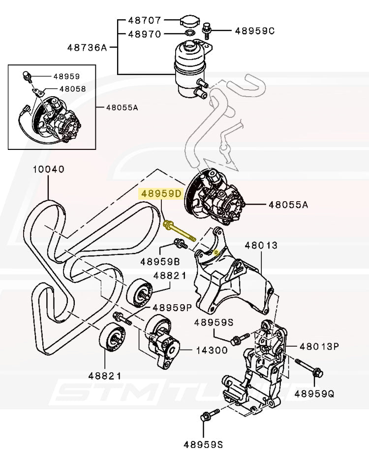 Mitsubishi OEM Power Steering Pump Bracket Bolt for Evo X (MF140244)