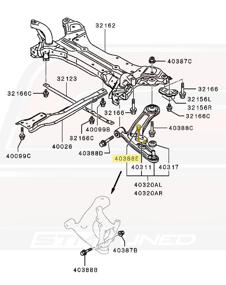 Mitsubishi OEM Suspension Arm Bolt for Evo 7/8/9/X (MF241282)