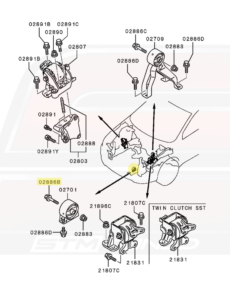 Mitsubishi OEM Front Motor Mount Bolt M10x85 for Evo X (MF911716)