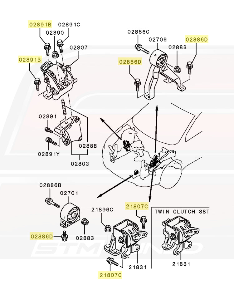 Mitsubishi OEM Motor Mount Bolt M10x25 for Evo X SST (MU000343)