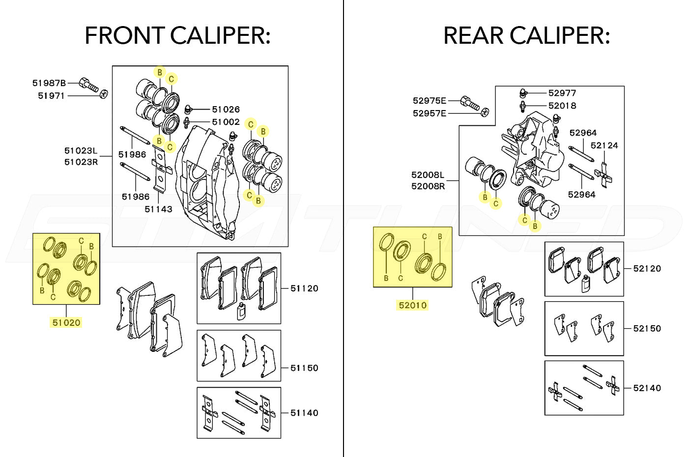 Mitsubishi OEM Brembo Caliper Seals for Evo 5-9