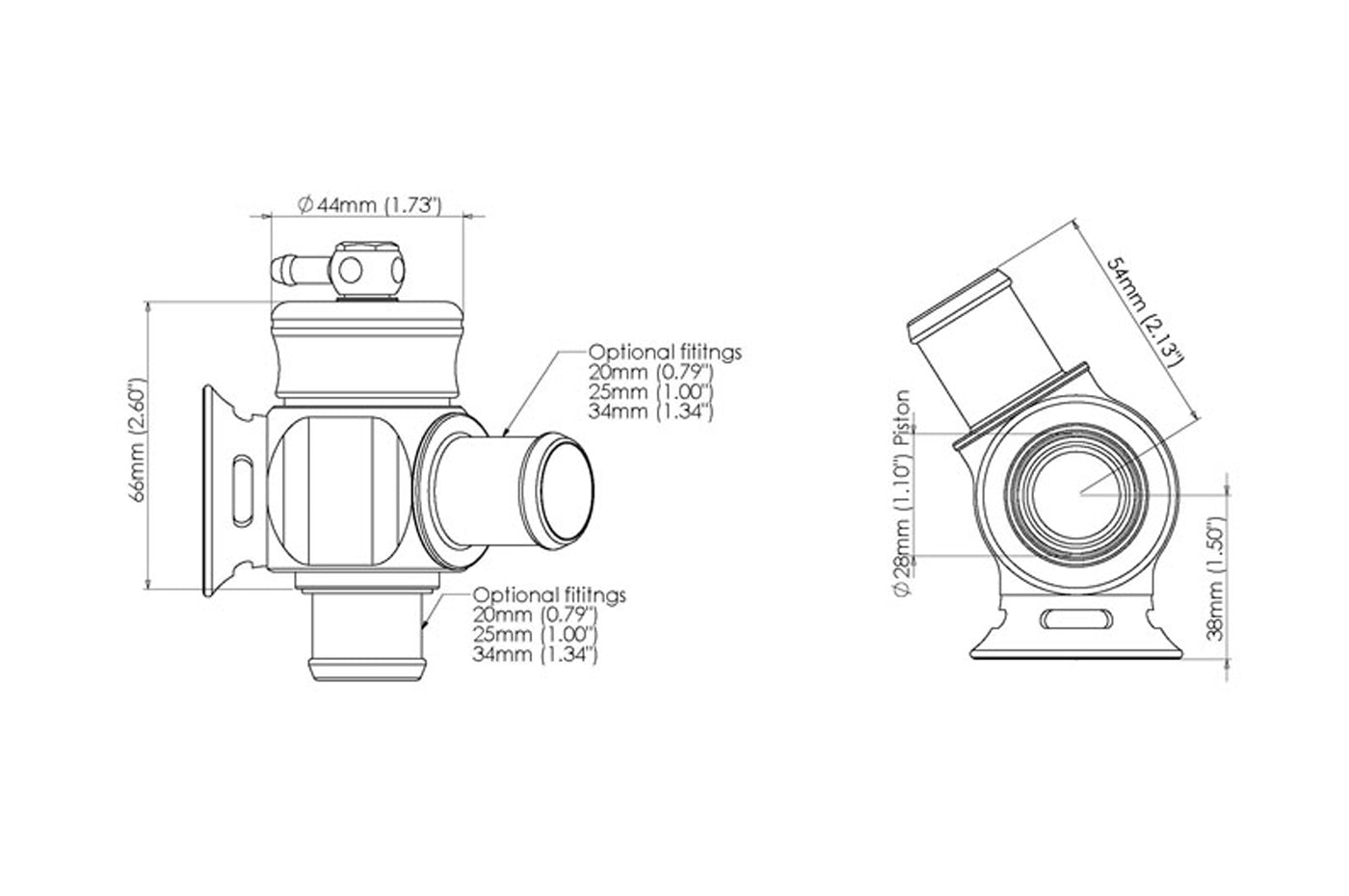 Turbosmart BOV Kompact Dual-Port 34mm for Evo/3000GT (TS-0203-1023)