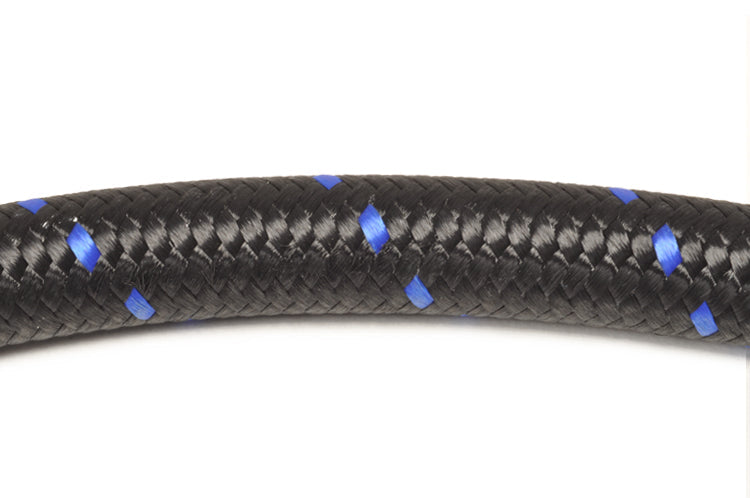 Vibrant Black/Blue Nylon Braided Flex Hose