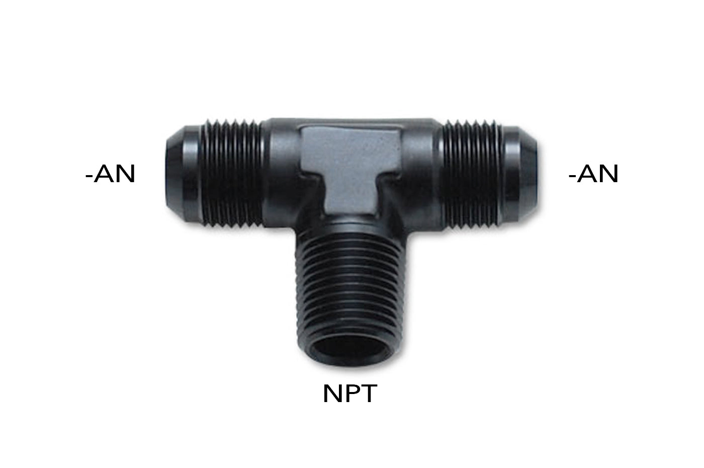 Vibrant Tee Adapters -AN Flare to NPT On Run