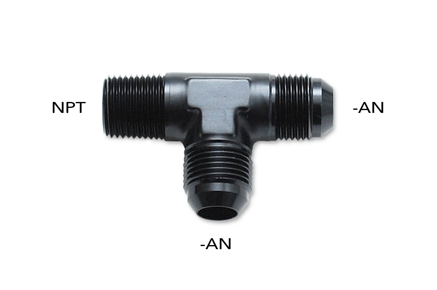 Vibrant Tee Adapters -AN Flare to NPT On Run